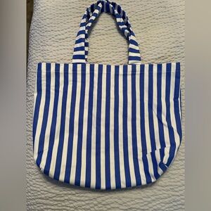 Blue and White Striped Tote Bag